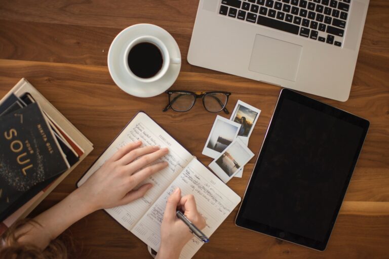 woman journaling about intentions